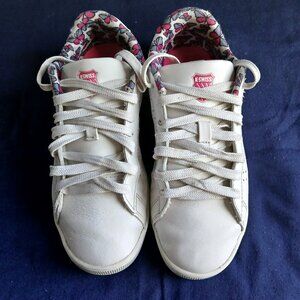 GIRLS K-SWISS SHOES WHITE W/PINK BUTTERFLY SIZE 4.5